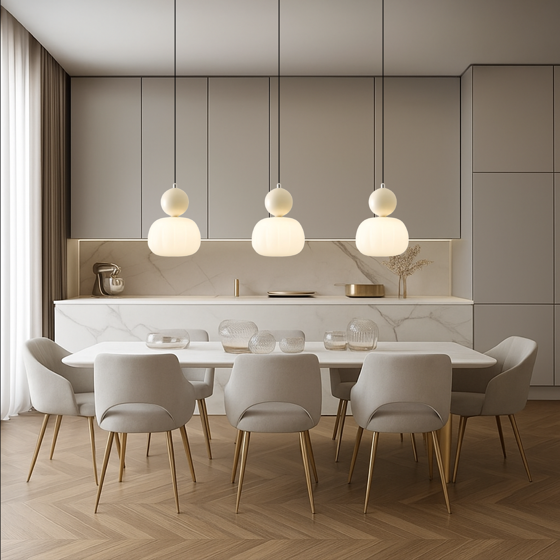 Hanglamp Art Deco met Opaalglasbol en Gekleurde Sfeerbol