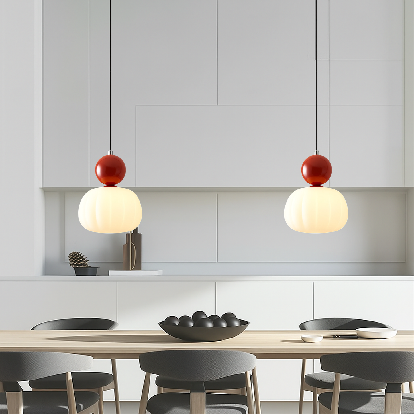 Hanglamp Art Deco met Opaalglasbol en Gekleurde Sfeerbol