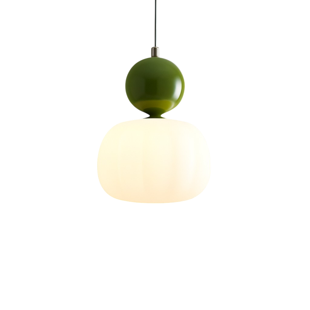 Hanglamp Art Deco met Opaalglasbol en Gekleurde Sfeerbol
