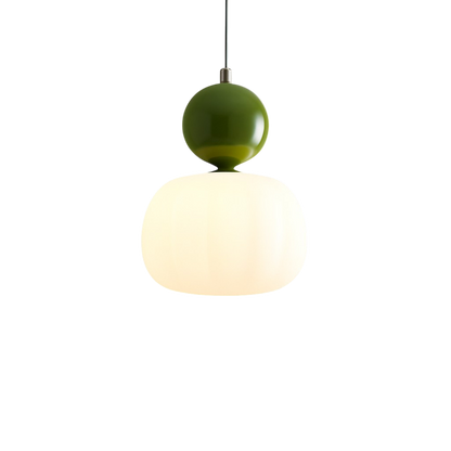 Hanglamp Art Deco met Opaalglasbol en Gekleurde Sfeerbol