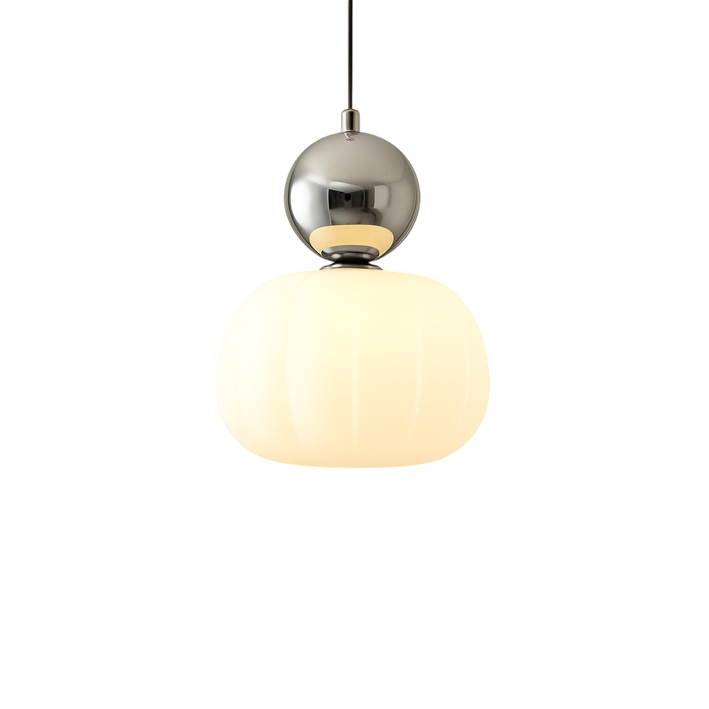 Hanglamp Art Deco met Opaalglasbol en Gekleurde Sfeerbol