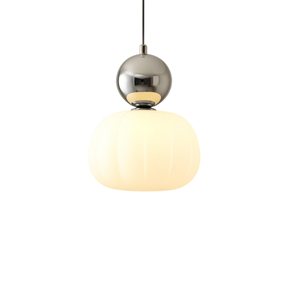 Hanglamp Art Deco met Opaalglasbol en Gekleurde Sfeerbol
