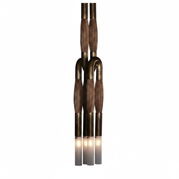 Hanglamp Art Deco met Paardenhaarbundels en Matglazen Buizen