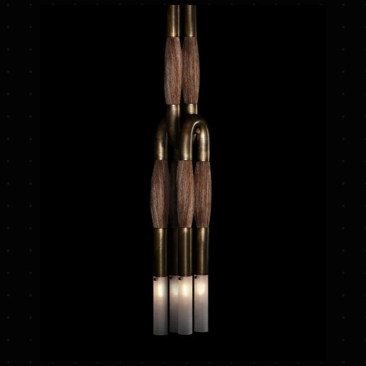 Hanglamp Art Deco met Paardenhaarbundels en Matglazen Buizen
