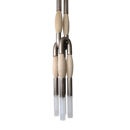 Hanglamp Art Deco met Paardenhaarbundels en Matglazen Buizen