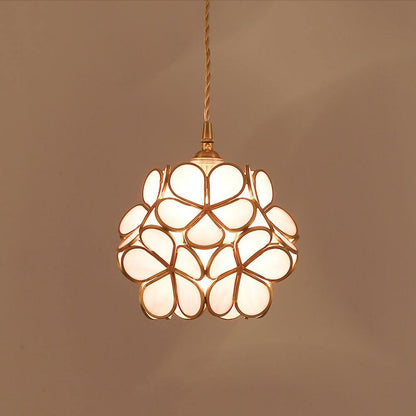 Hanglamp Bohemian met Bloemblaadjes Glas en Messing Fitting