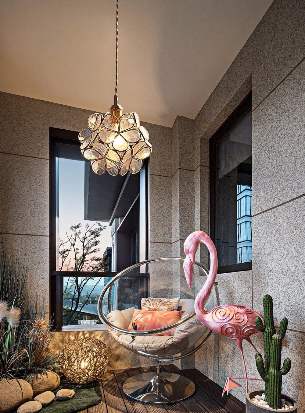 Hanglamp Bohemian met Bloemblaadjes Glas en Messing Fitting