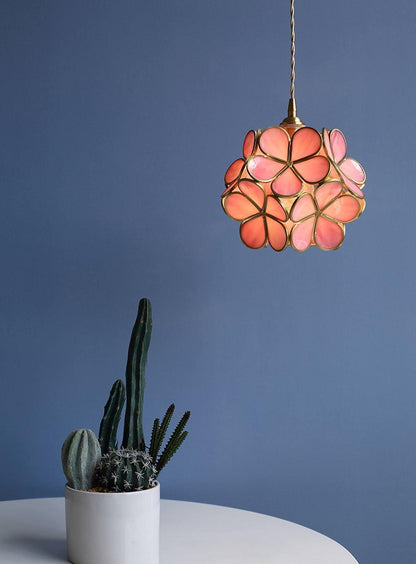 Hanglamp Bohemian met Bloemblaadjes Glas en Messing Fitting