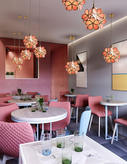 Hanglamp Bohemian met Bloemblaadjes Glas en Messing Fitting