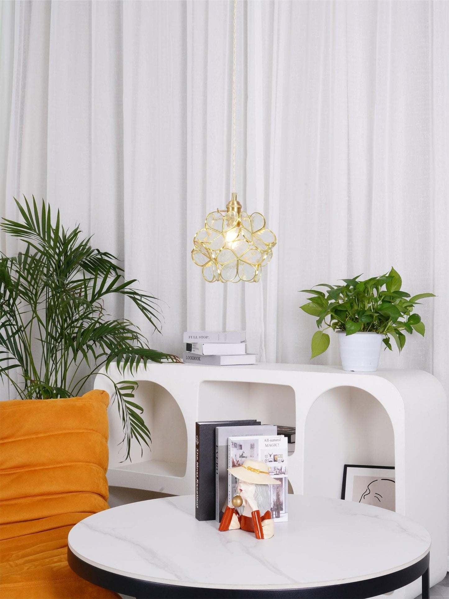 Hanglamp Bohemian met Bloemblaadjes Glas en Messing Fitting