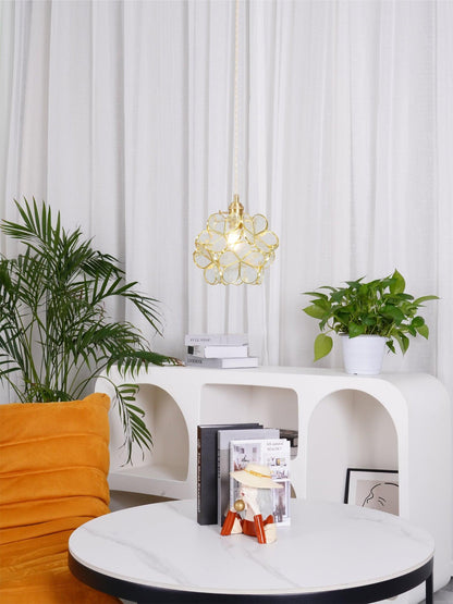 Hanglamp Bohemian met Bloemblaadjes Glas en Messing Fitting