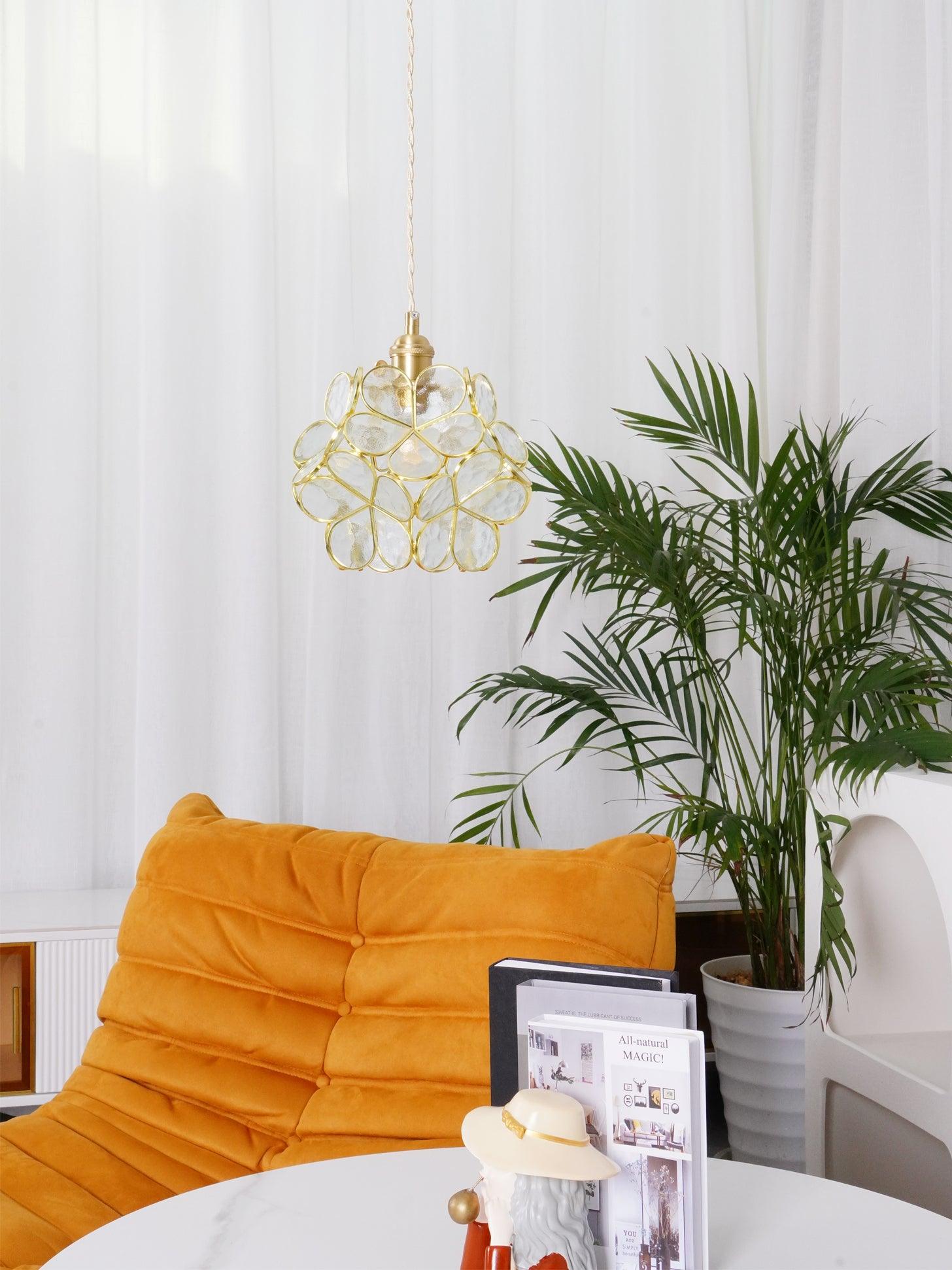 Hanglamp Bohemian met Bloemblaadjes Glas en Messing Fitting