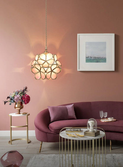 Hanglamp Bohemian met Bloemblaadjes Glas en Messing Fitting