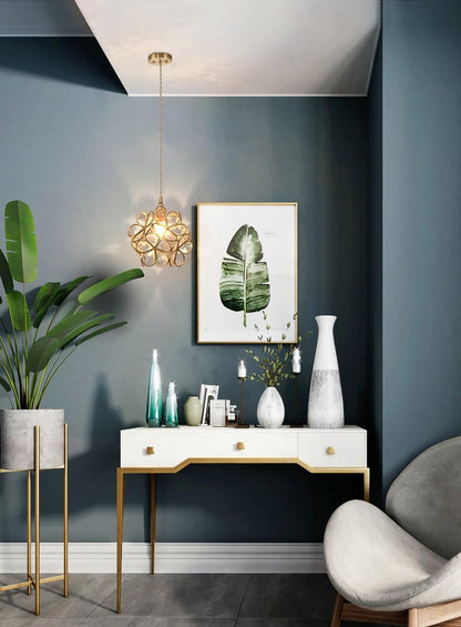 Hanglamp Bohemian met Bloemblaadjes Glas en Messing Fitting