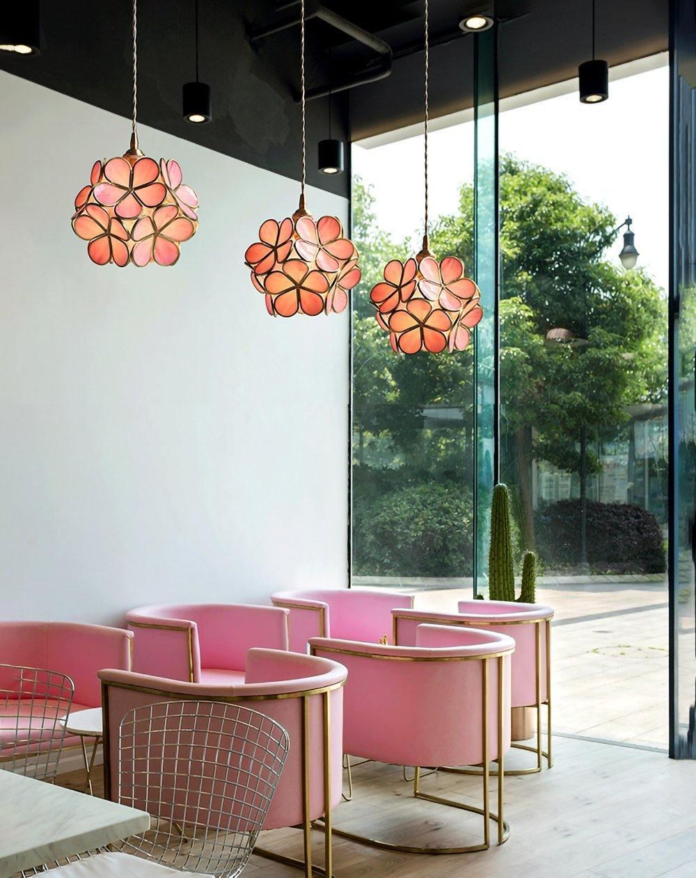 Hanglamp Bohemian met Bloemblaadjes Glas en Messing Fitting