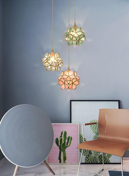 Hanglamp Bohemian met Bloemblaadjes Glas en Messing Fitting