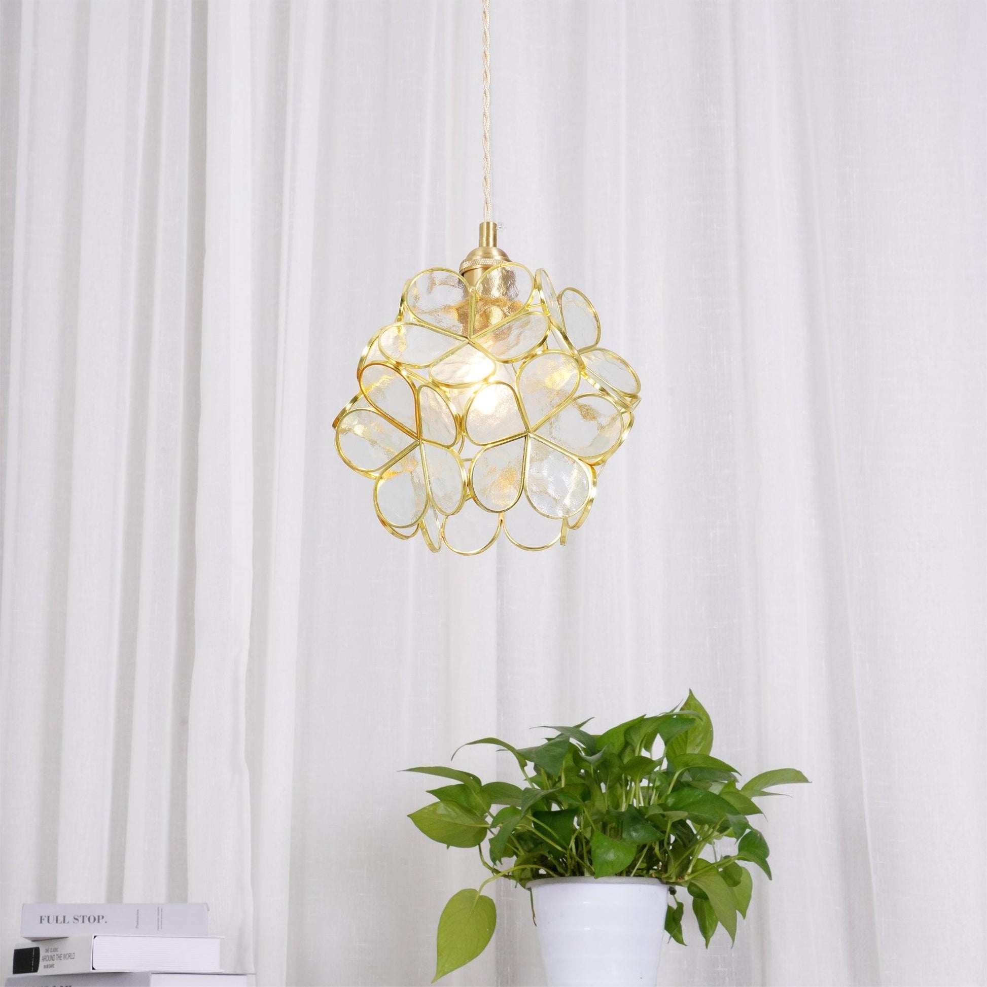Hanglamp Bohemian met Bloemblaadjes Glas en Messing Fitting
