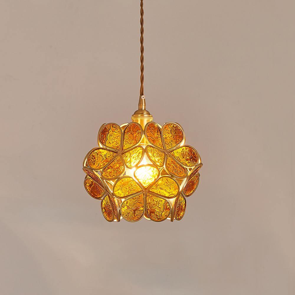 Hanglamp Bohemian met Bloemblaadjes Glas en Messing Fitting