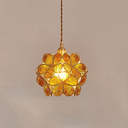 Hanglamp Bohemian met Bloemblaadjes Glas en Messing Fitting