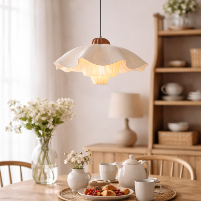 Hanglamp Bohemian met Bloemblaadjesvormige Stofkap en Verstelbare Hoogte