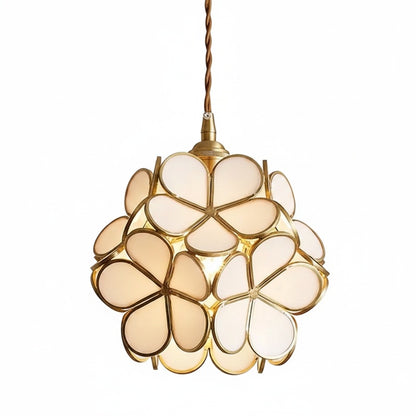 Hanglamp Bohemian met Bloemvormige Glaskap en Gouden Frame