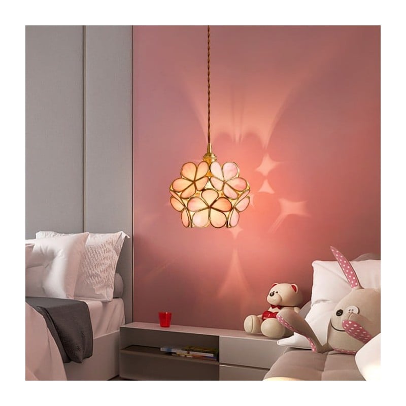 Hanglamp Bohemian met Bloemvormige Glaskap en Gouden Frame