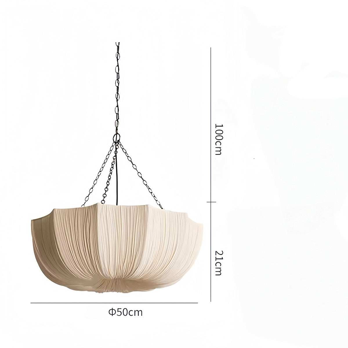 Hanglamp Bohemian met Gedrapeerde Stoffen Kap en Verstelbare Ketting