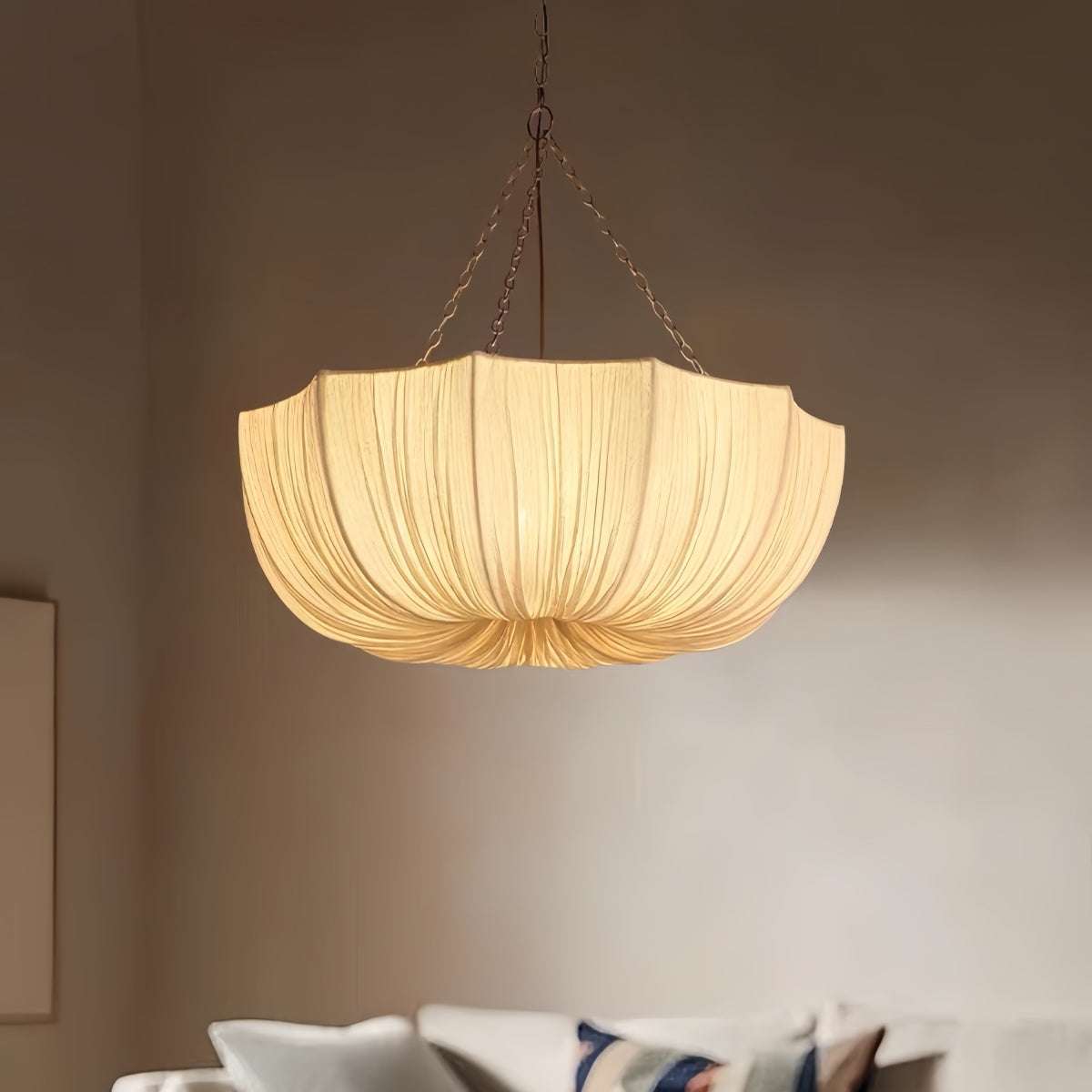 Hanglamp Bohemian met Gedrapeerde Stoffen Kap en Verstelbare Ketting