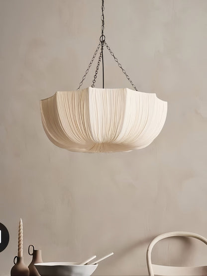 Hanglamp Bohemian met Gedrapeerde Stoffen Kap en Verstelbare Ketting