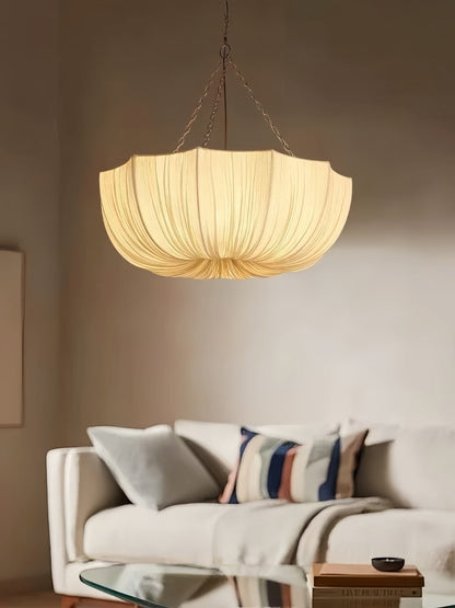 Hanglamp Bohemian met Gedrapeerde Stoffen Kap en Verstelbare Ketting