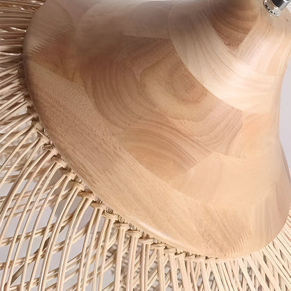 Hanglamp Bohemian met Gevlochten Kap en Houten Detail