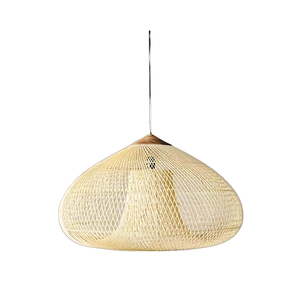 Hanglamp Bohemian met Gevlochten Rotan Kap en Houten Fitting