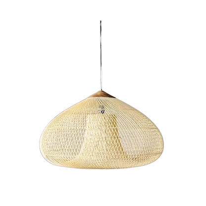 Hanglamp Bohemian met Gevlochten Rotan Kap en Houten Fitting