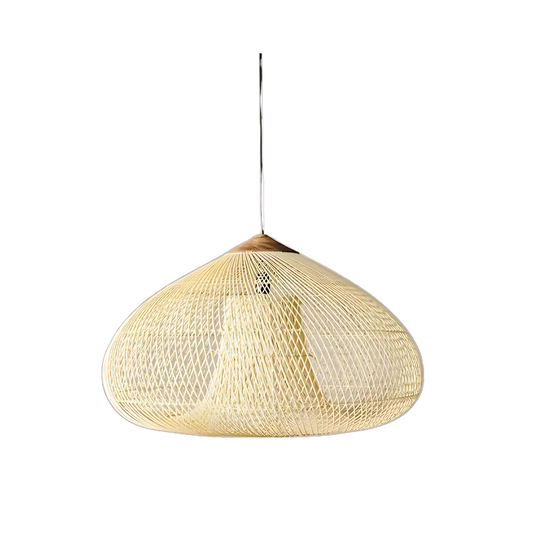 Hanglamp Bohemian met Gevlochten Rotan Kap en Houten Fitting