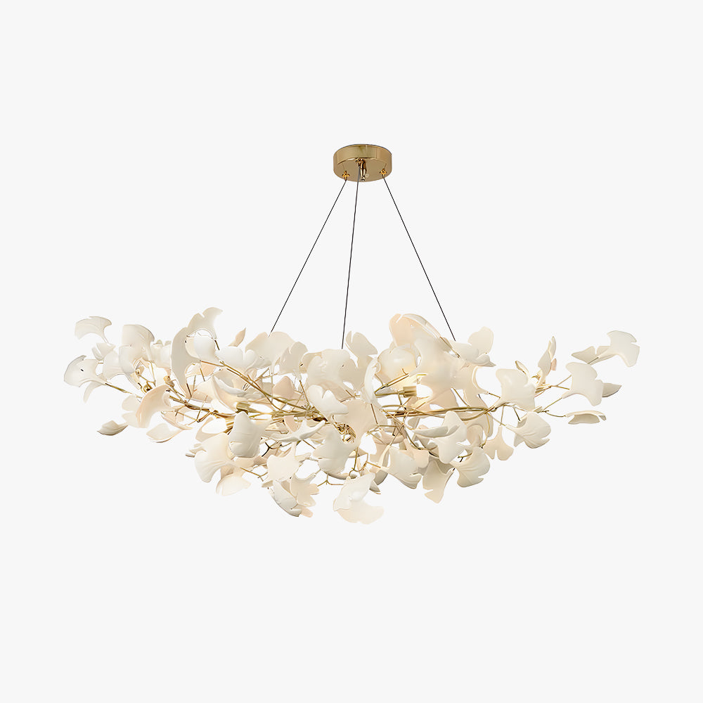Hanglamp Bohemian met Ginkgo Bladeren en Gouden Frame