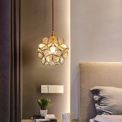 Hanglamp Bohemian met Glazen Bloemenkap en Messing Frame