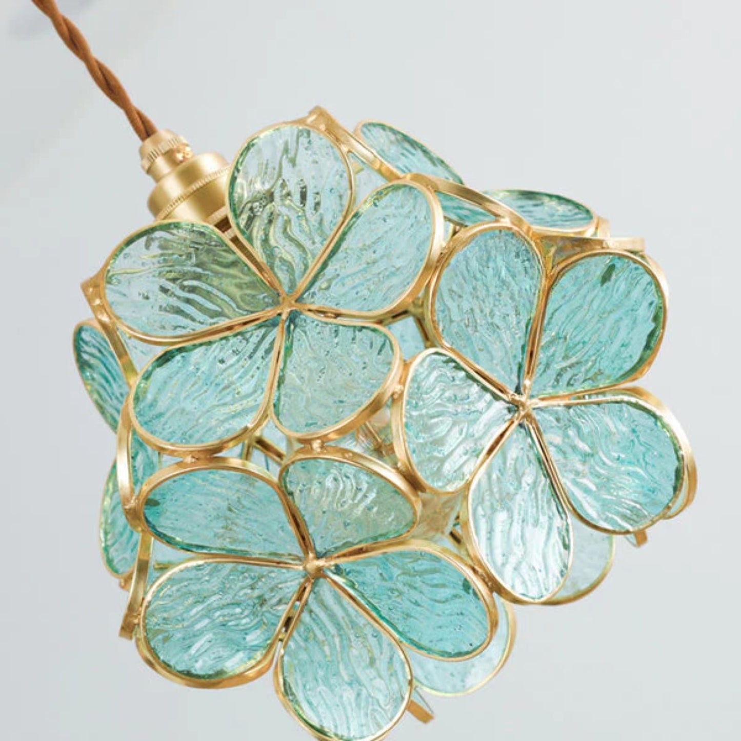 Hanglamp Bohemian met Glazen Bloemenkap en Messing Frame