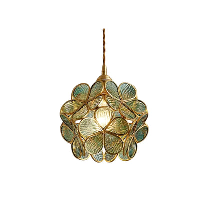 Hanglamp Bohemian met Glazen Bloemenkap en Messing Frame