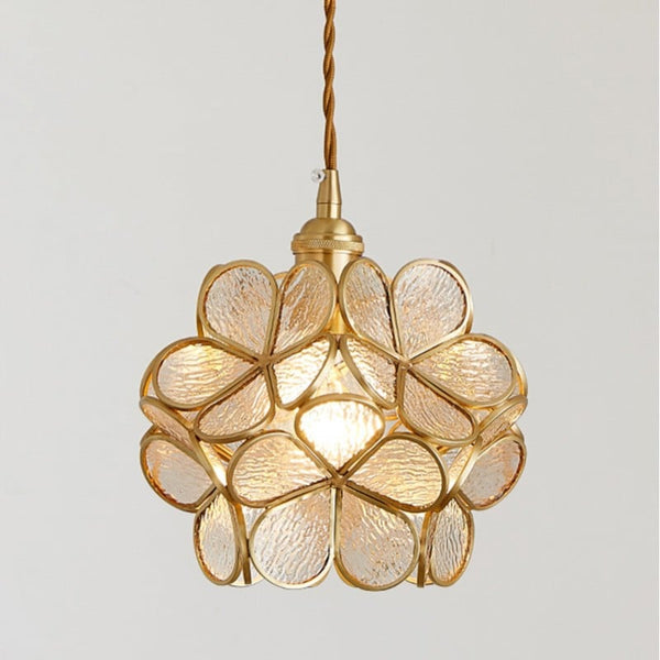 Hanglamp Bohemian met Glazen Bloemenkap en Messing Frame