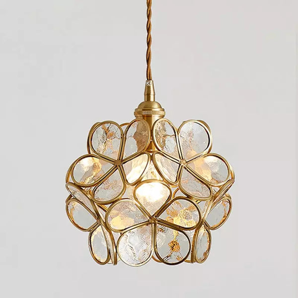 Hanglamp Bohemian met Glazen Bloemenkap en Messing Frame