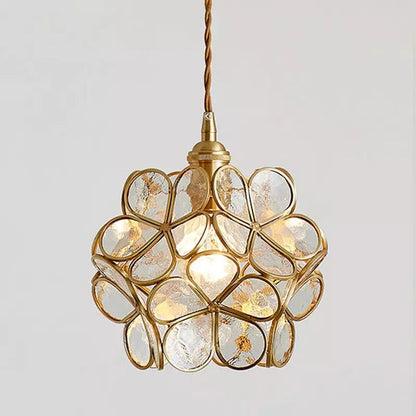 Hanglamp Bohemian met Glazen Bloemenkap en Messing Frame