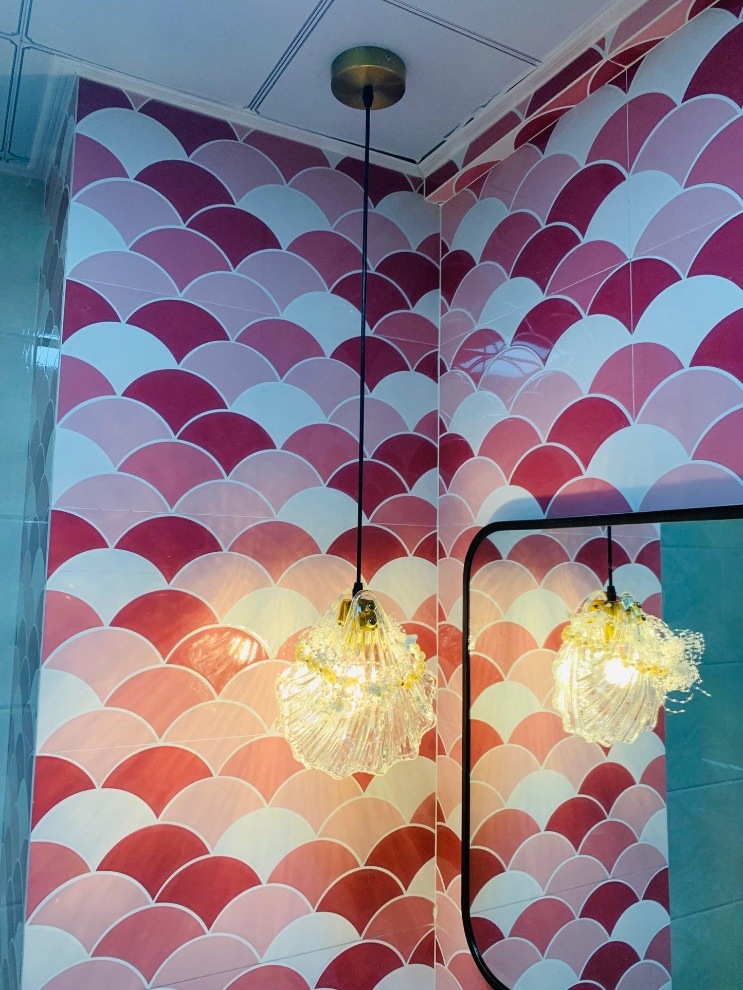 Hanglamp Bohemian met Glazen Schelpvormige Kap en Verstelbaar Snoer