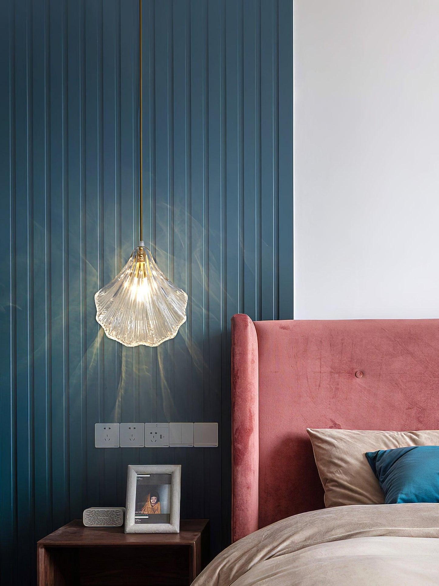 Hanglamp Bohemian met Glazen Schelpvormige Kap en Verstelbaar Snoer ##POS:32##