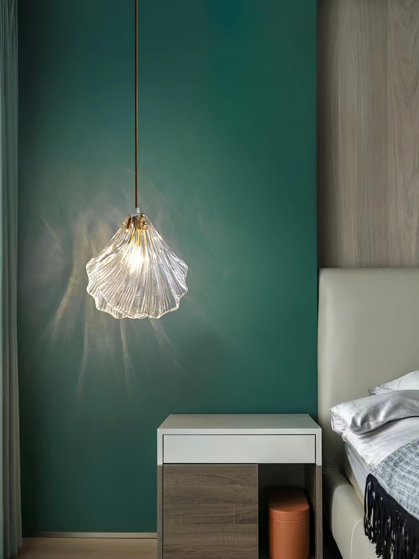 Hanglamp Bohemian met Glazen Schelpvormige Kap en Verstelbaar Snoer