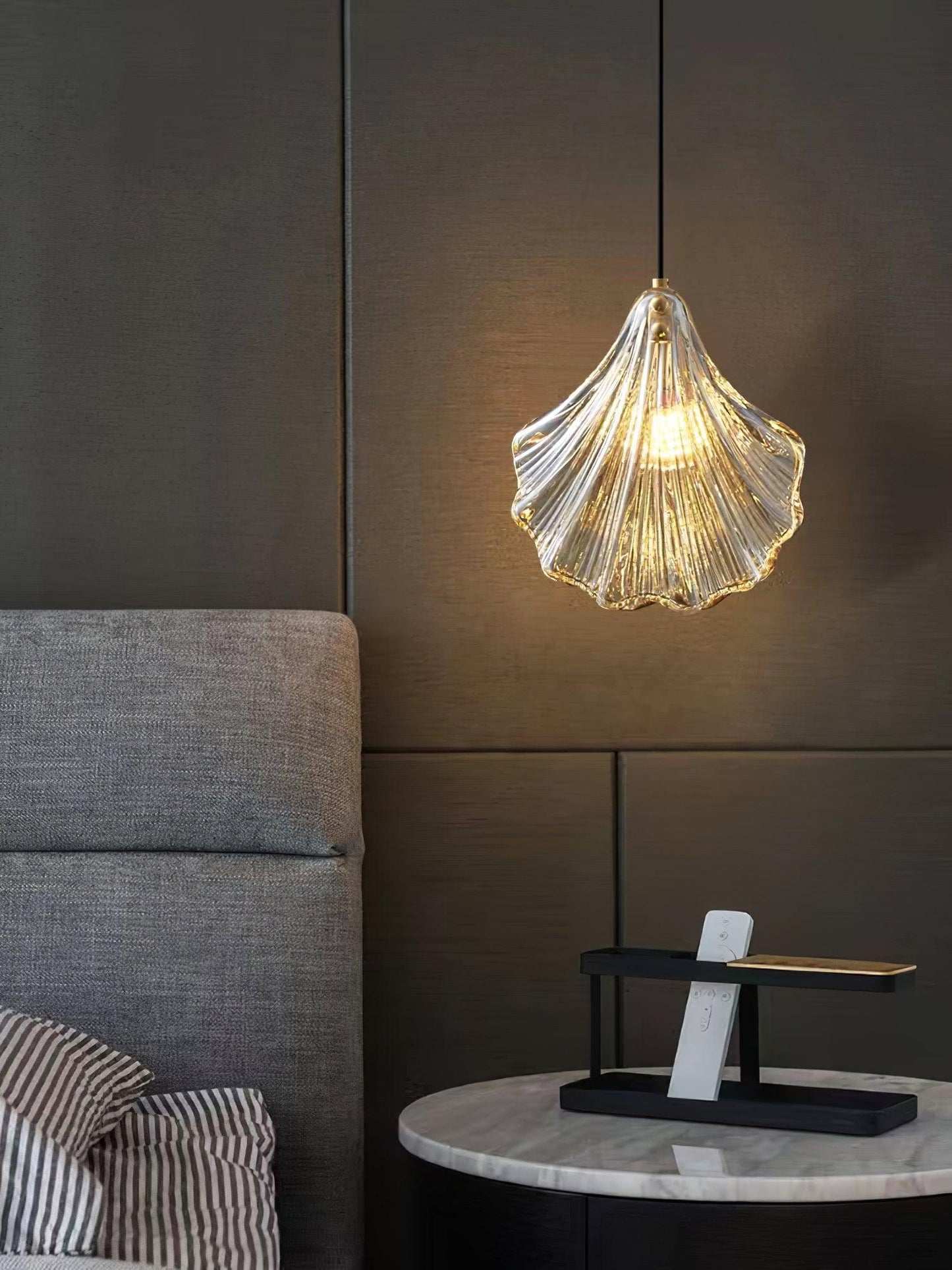 Hanglamp Bohemian met Glazen Schelpvormige Kap en Verstelbaar Snoer