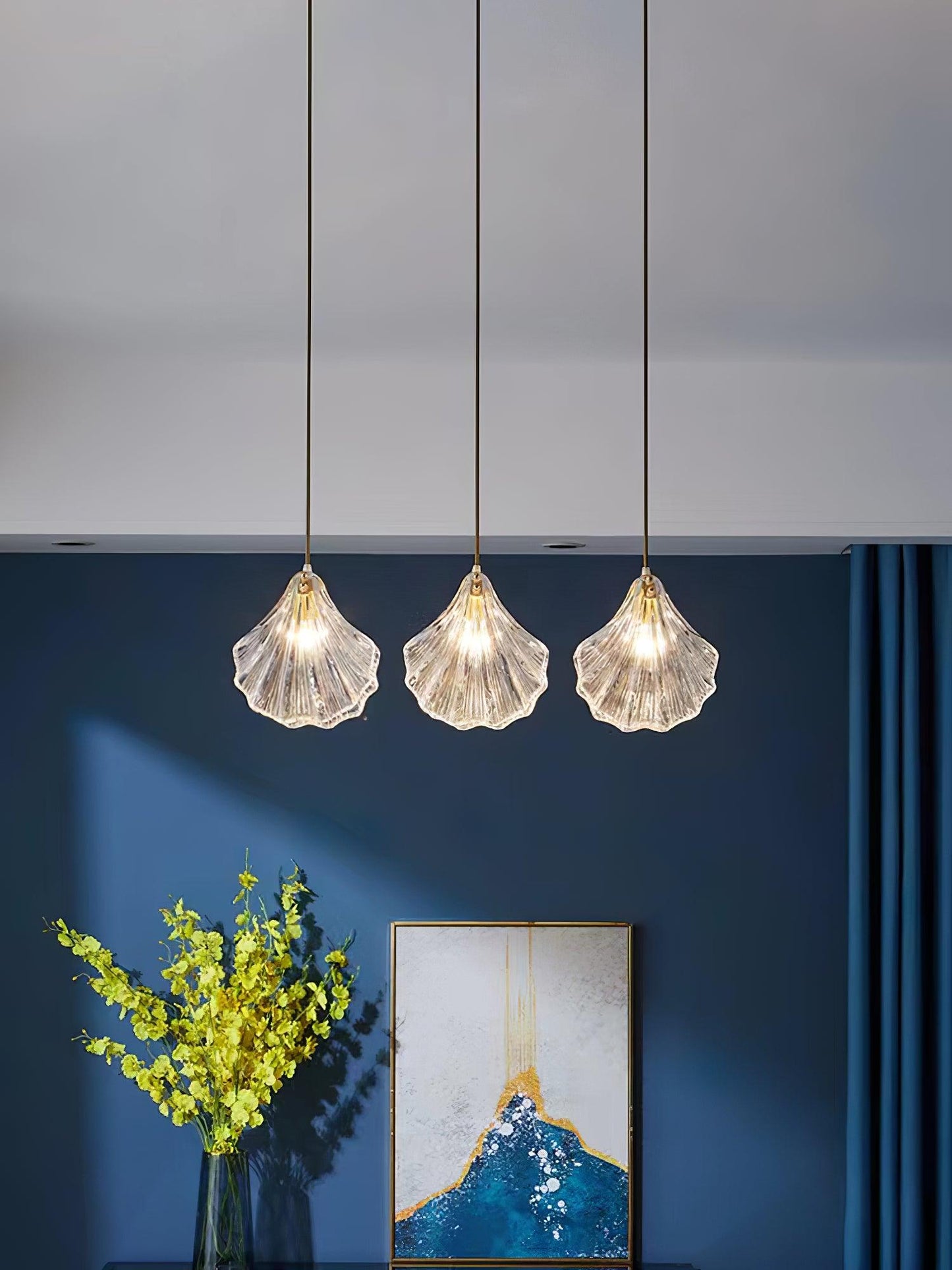 Hanglamp Bohemian met Glazen Schelpvormige Kap en Verstelbaar Snoer ##POS:39##