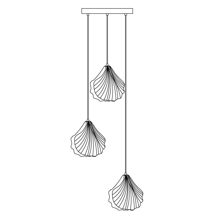 Hanglamp Bohemian met Glazen Schelpvormige Kap en Verstelbaar Snoer ##POS:44##