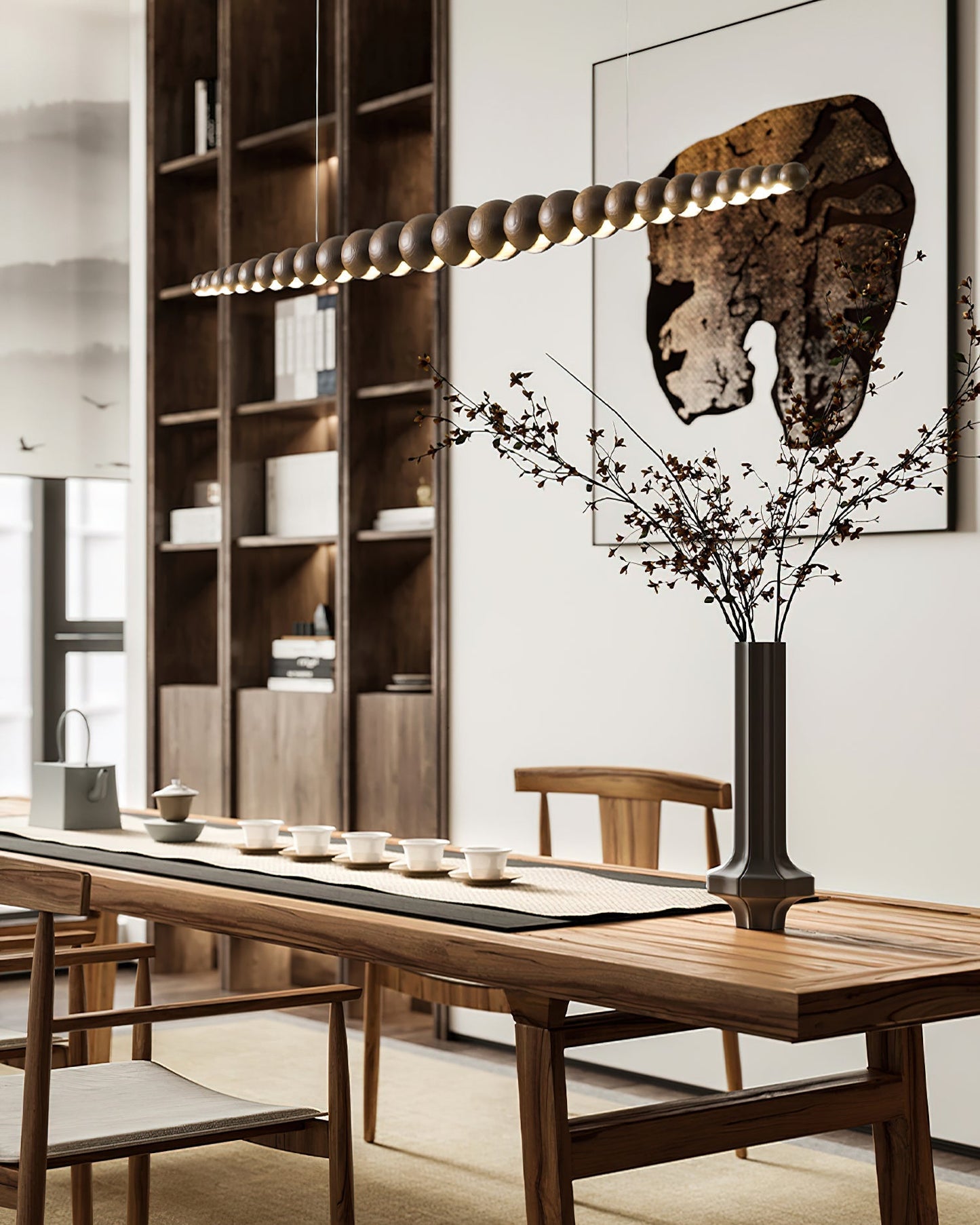 Hanglamp Bohemian met Houten Bollen en Geïntegreerde LED