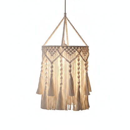 Hanglamp Bohemian met Macramé Lampenkap en Franjes