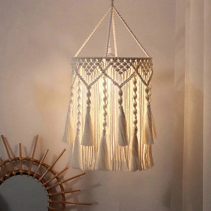 Hanglamp Bohemian met Macramé Lampenkap en Franjes